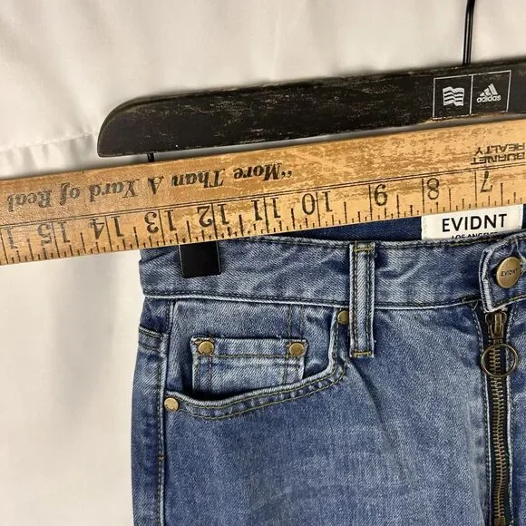 Anthropologie EVIDNT Slim Lamia Jeans Womens 26 Blue Split Ankle Expose Zip Fly - Picture 3 of 11